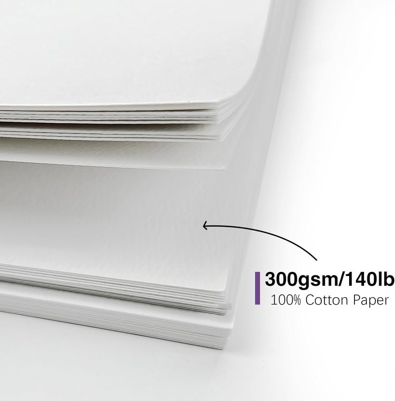 KOVIEDE 30 Pack Blank Foldable Watercolor Cards with Envelopes 5"x7", 10 Sheets Watercolor Postcards, 140lb/300gsm Heavyweight 100% Cotton Cards for Painting, Greeting, Birthday Valentine - Image 2